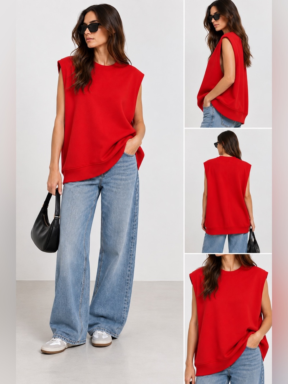 ZARA Red Oversized Sleeveless Sweatshirt Vest